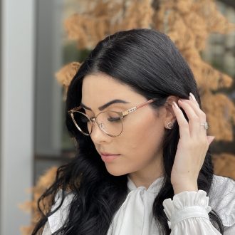 safine com br oculos de grau gatinho dourado com rose anahi 3