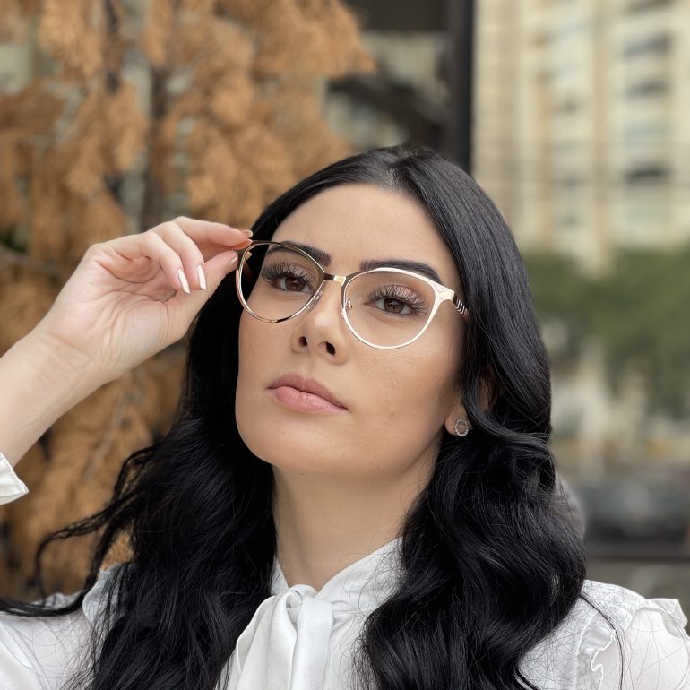 safine com br oculos de grau gatinho dourado com rose anahi