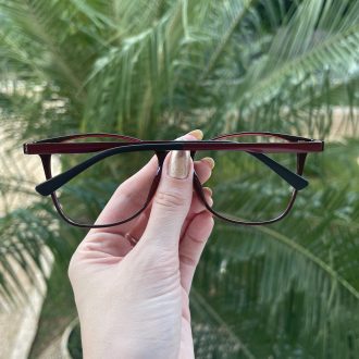 safine com br oculos de grau retangular vinho luma