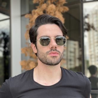 safine com br oculos de sol masculino hexagonal dourado e verde gustavo