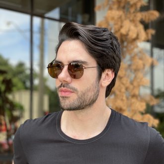 safine com br oculos de sol masculino hexagonal marrom gustavo 2