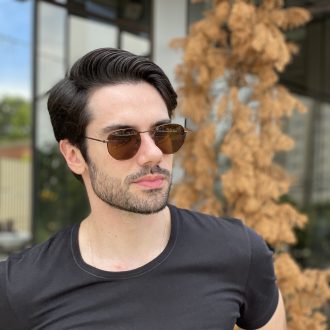 safine com br oculos de sol masculino hexagonal marrom gustavo 3