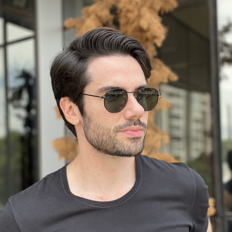 safine com br oculos de sol masculino hexagonal preto e verde gustavo 2