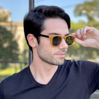 Óculos de Sol Masculino Quadrado Caramelo Enrico