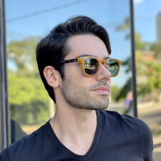 Óculos de Sol Masculino Quadrado Caramelo Enrico