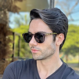 Óculos de Sol Masculino Quadrado Cinza Enrico