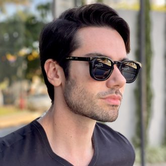 Óculos de Sol Masculino Quadrado Preto Enrico