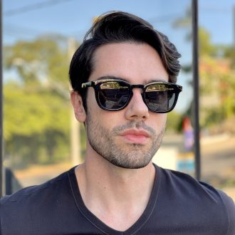 Óculos de Sol Masculino Quadrado Preto Enrico