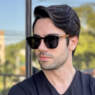 Óculos de Sol Masculino Quadrado Marrom Enrico