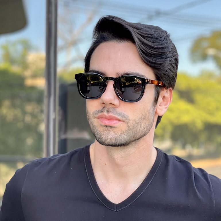 Óculos de Sol Masculino Quadrado Marrom Enrico