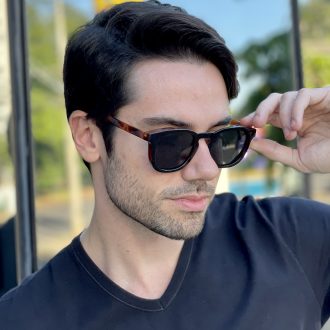 Óculos de Sol Masculino Quadrado Marrom Enrico
