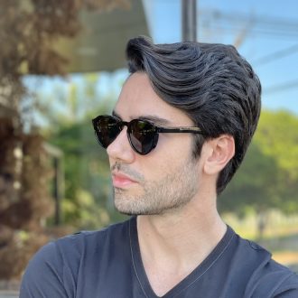 safine com br oculos de sol masculino redondo preto bruno