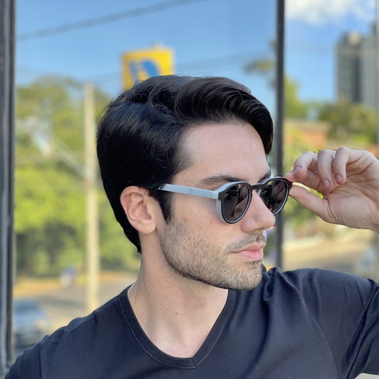 safine com br oculos de sol masculino redondo preto com azul bruno 2