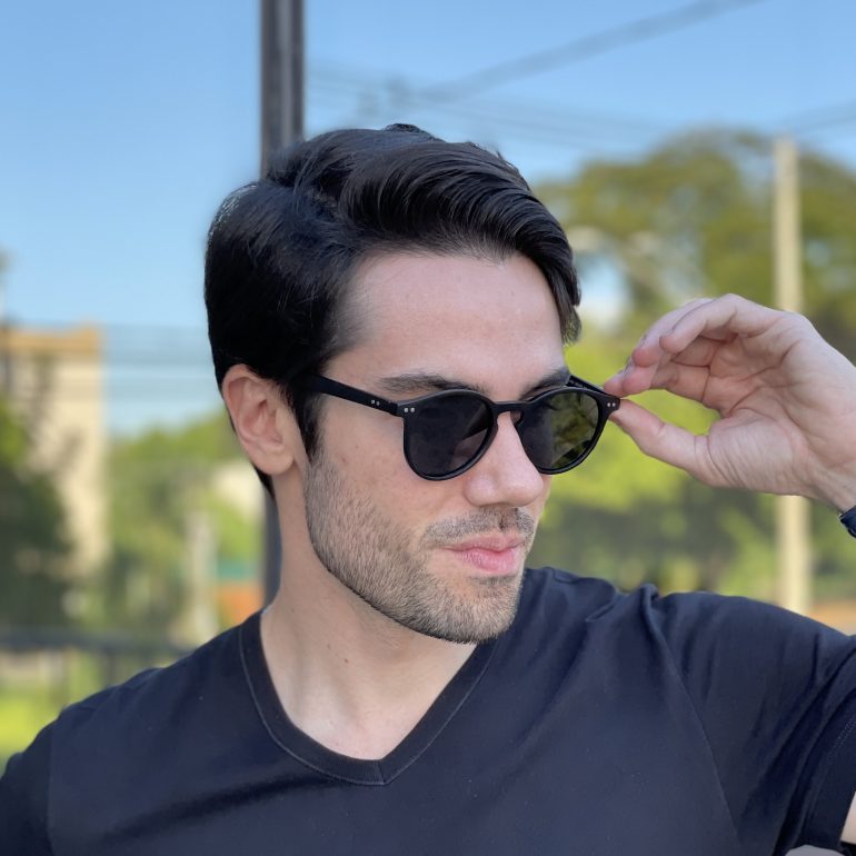 safine com br oculos de sol masculino redondo preto fosco anthony