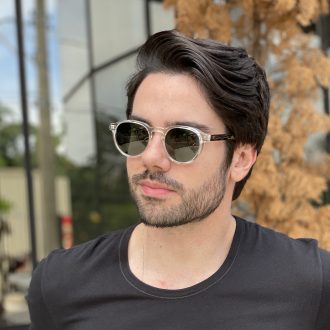 safine com br oculos de sol masculino redondo transparente bruno