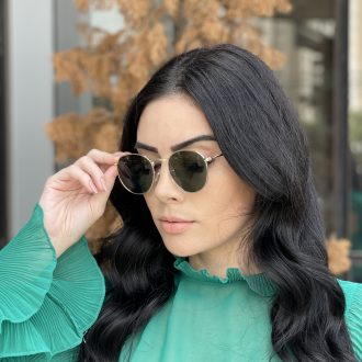 safine com br oculos de sol redondo dourado com verde ana livia 1