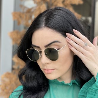 safine com br oculos de sol redondo dourado com verde ana livia 3