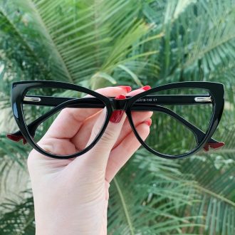 Óculos de Grau Gatinho Preto Brenda