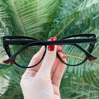 Óculos de Grau Gatinho Preto Brenda