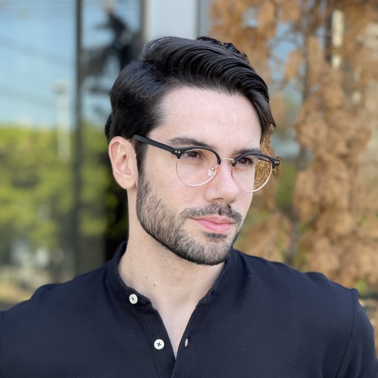safine com br oculos de grau masculino redondo preto com dourado paulo 3