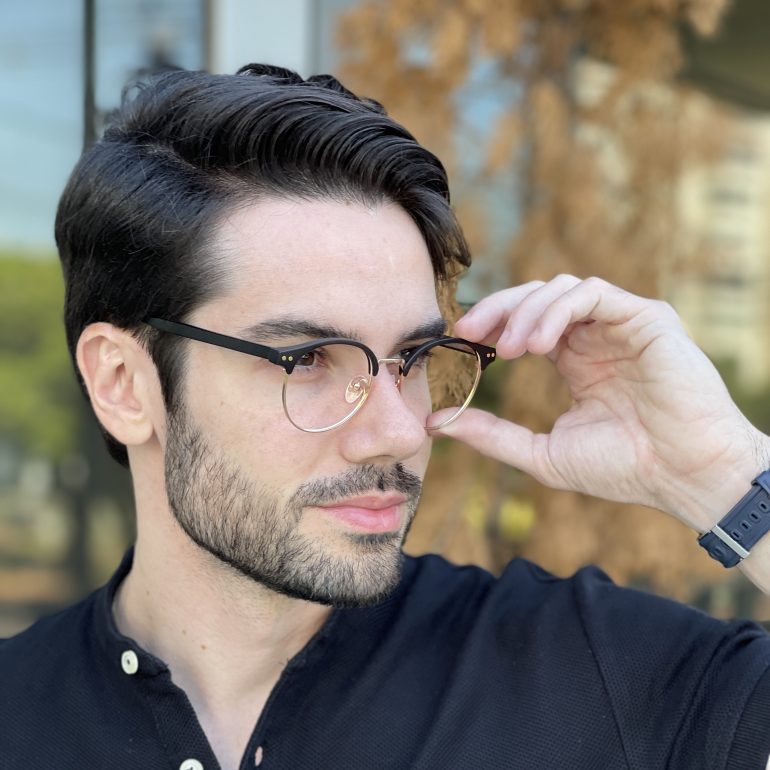 safine com br oculos de grau masculino redondo preto com dourado paulo 4