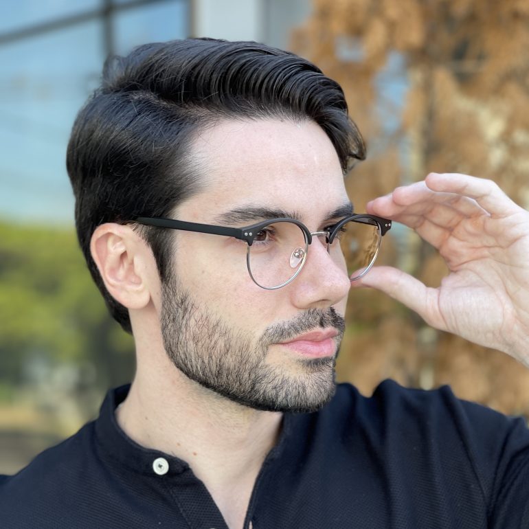 safine com br oculos de grau masculino redondo preto com prata paulo 4