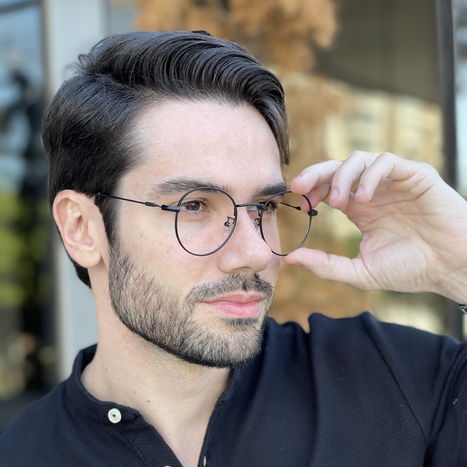 Óculos de Grau Masculino Redondo Preto Tom - Safine
