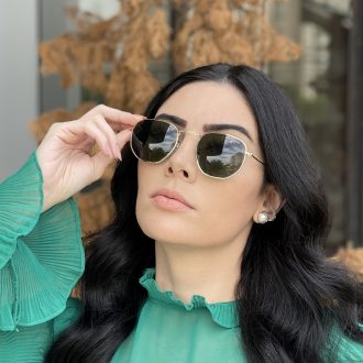 safine com br oculos de sol hexagonal dourado com verde amanda 2
