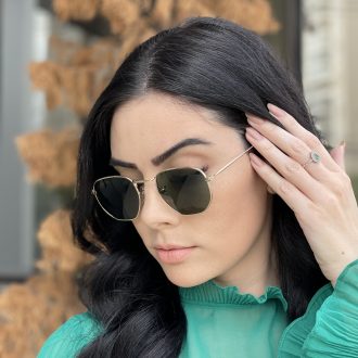 safine com br oculos de sol hexagonal dourado com verde amanda 4