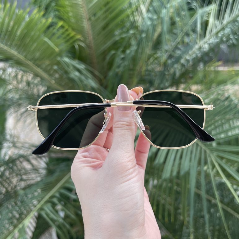 safine com br oculos de sol hexagonal dourado com verde amanda 5