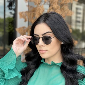 safine com br oculos de sol hexagonal preto amanda