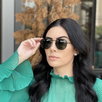 safine com br oculos de sol hexagonal preto com verde amanda 2