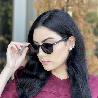 safine com br oculos de sol redondo preto fosco eva 6