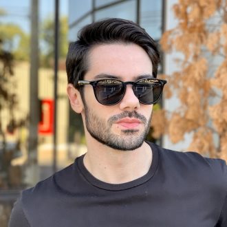 Óculos 2 em 1 Clip-On Masculino Redondo Preto César