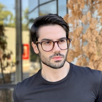 Óculos 2 em 1 Clip-On Masculino Redondo Tartaruga César