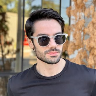 Óculos 2 em 1 Clip-On Masculino Redondo Fosco César