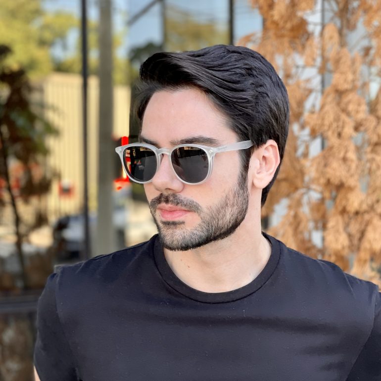 Óculos 2 em 1 Clip-On Masculino Redondo Fosco César