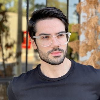 Óculos 2 em 1 Clip-On Masculino Redondo Fosco César