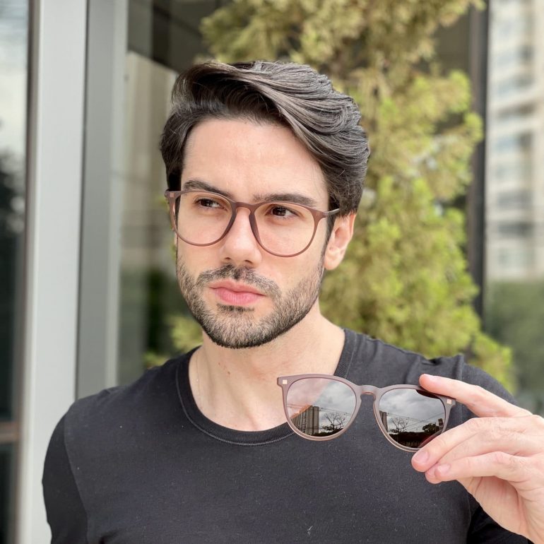 safine com br oculos 3 em 1 clip on masculino redondo marrom fabio 3