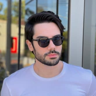 Óculos 3 em 1 Clip-On Masculino Redondo Preto Ben