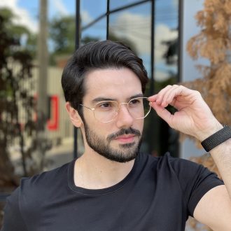 safine com br oculos de grau masculino hexagonal dourado
