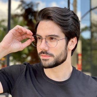 safine com br oculos de grau masculino hexagonal grafite 5