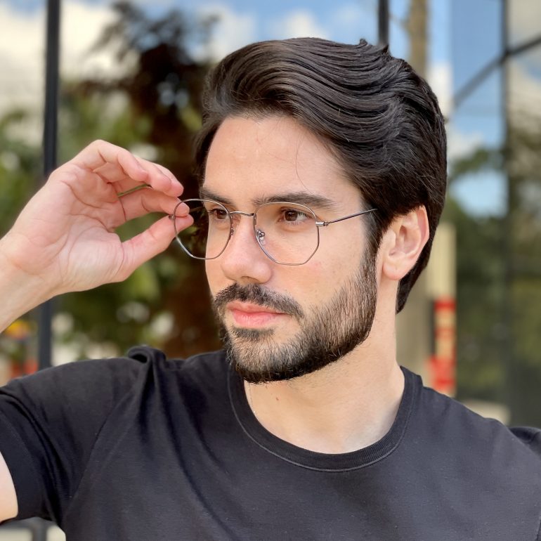safine com br oculos de grau masculino hexagonal grafite 5