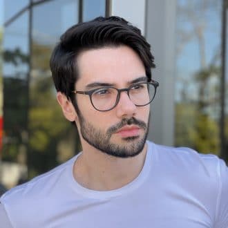 Óculos de Grau Masculino Redondo Preto com Marrom João Vitor