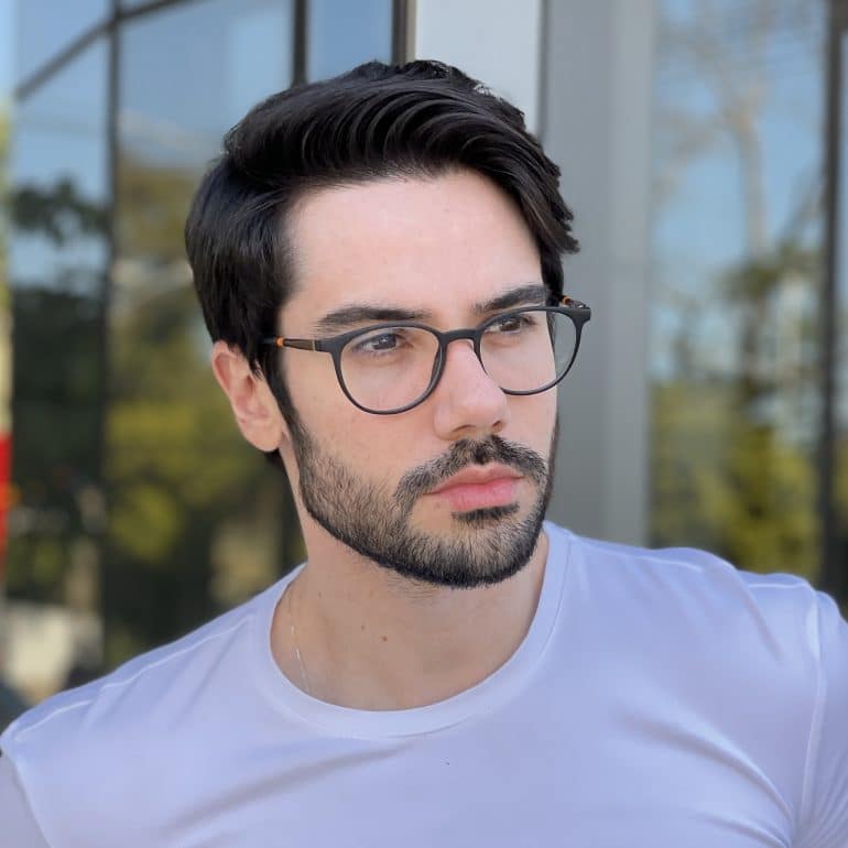 Óculos de Grau Masculino Redondo Preto com Marrom João Vitor