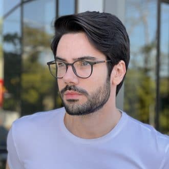 Óculos de Grau Masculino Redondo Preto com Marrom João Vitor