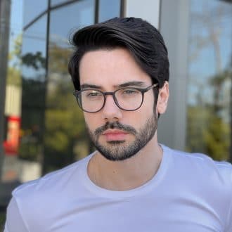 Óculos de Grau Masculino Redondo Preto com Marrom João Vitor