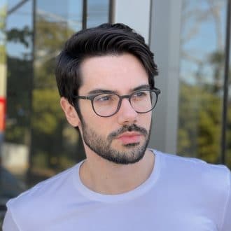 Óculos de Grau Masculino Redondo Preto João Vitor