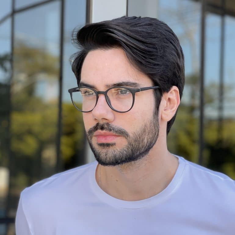 Óculos de Grau Masculino Redondo Preto João Vitor