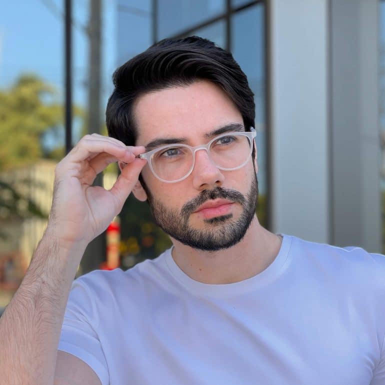 Óculos de Grau Masculino Redondo Transparente João Vitor